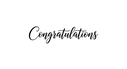 Fototapeta premium Elegant script font spelling out the word 'Congratulations' on a clean white background, conveying celebration and achievement.