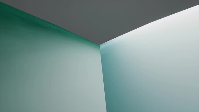 Minimalist interior corner with soft green and grey tones, creating a serene atmosphere