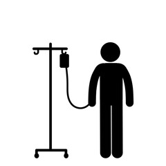 Stick Figure Patient With IV Drip In Hospital
