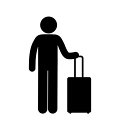 Stick Figure Walking With Suitcase Travel Concept