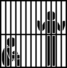 Prisoner Stick Figure Sitting Inside Jail Cell