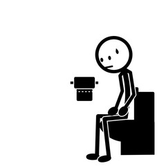 Stickman Sitting On Toilet In Bathroom Scene