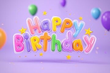 Colorful 3D Happy Birthday Greeting. 