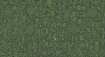 Obraz premium Green Digital Matrix Circuit Texture