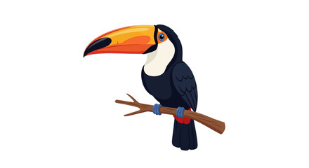 Obraz premium Vibrant Toucan Perched on a Branch Exotic Bird Illustration