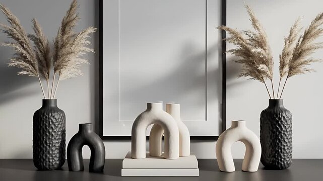 Modern Minimalist Home Decor Interior Design Black and White Vases
