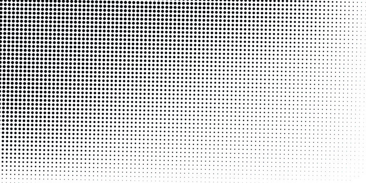 Dot grid pattern vector illustration. Simple black white point background with small and large polka dots. Abstract futuristic dotted mesh with gradient effect. Geometric minimal digital design.