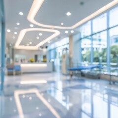 Fototapeta premium Modern hospital lobby with sleek design and bright lighting