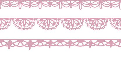 Vintage style seamless lace borders created for wedding stationery, bachelorette branding and romantic layouts.
