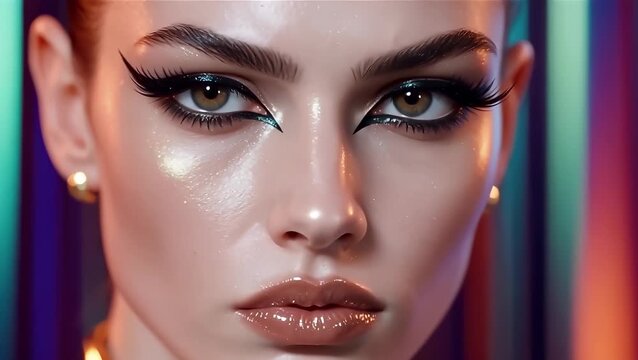 Stunning Makeup Artistry with Striking Eye Makeup and Glossy Lips