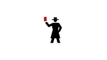 Obraz premium Simplified illustration of a person in a hat, holding a red rectangular object