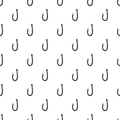 Fishing hooks forming a repeating pattern on a white background, useful for fishing enthusiasts