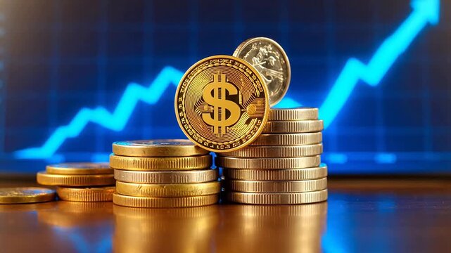 Stacks of coins with dollar symbol