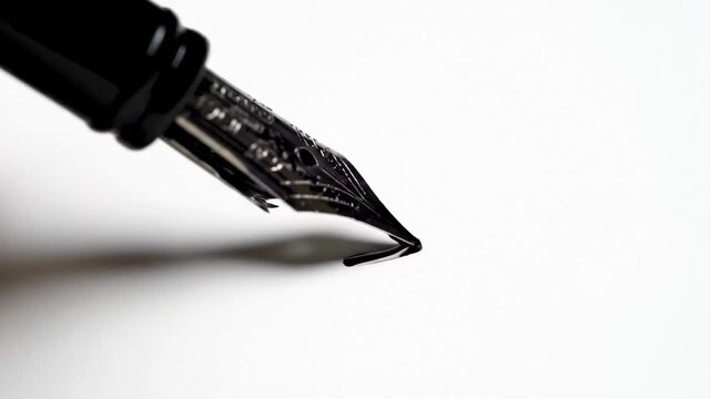 a fountain pen signing a formal document representing a legal partnership agreement, business contract finalization, and the successful completion of a corporate negotiation or deal.