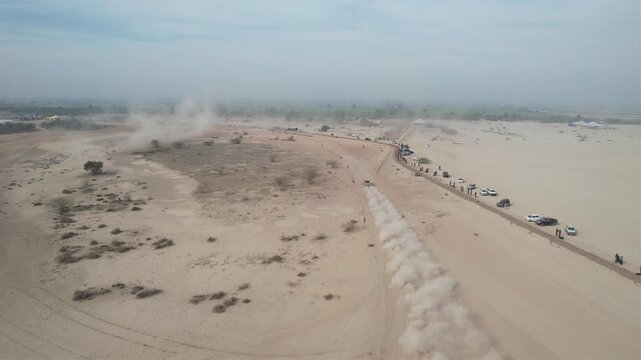 Tent Pegging cultural horse riding drone view
