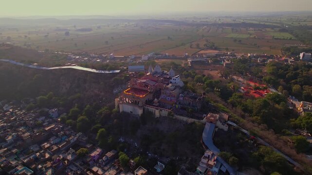 Aerial View of Shri Radha Rani Temple in Barsana, Uttar Pradesh, India