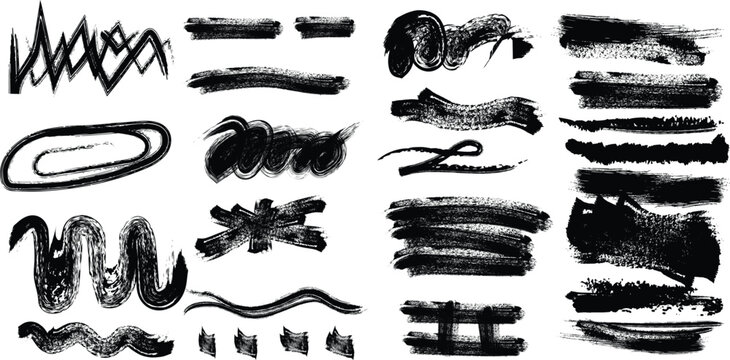 set of hand drawn ink stains