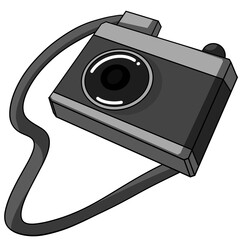 Classic Film Camera with Strap Illustration