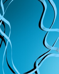 Abstract Blue Floating Ribbons on Dark Background