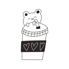 Kawaii bear sniffing coffee