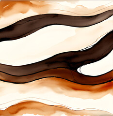 Obraz premium Dynamic mocha mousse brown silk satin fabric waves flowing gently. Modern trendy tone hue shade wavy shapes design for business card,detailed organic black,wall texture banner wall,overlapping layers