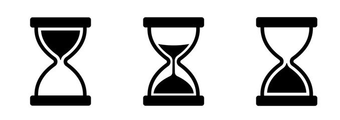 Sand watch icon set. Hourglass symbol. Sandglass logo. Flat vector illustration. © stoker