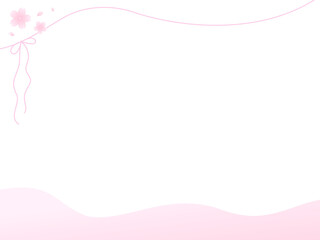 4:3 シンプルな桜とリボンのウェーブな淡いグラデーション壁紙⭐︎png