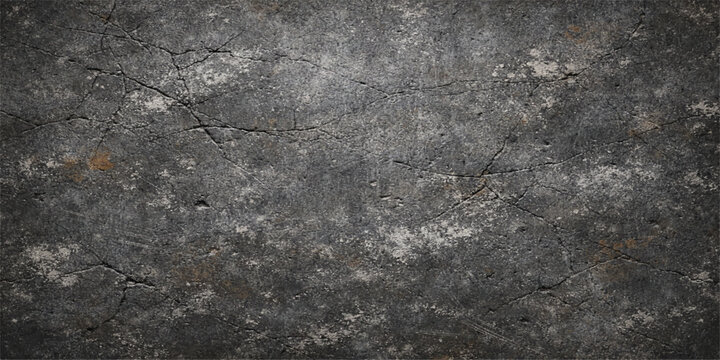 A closeup macro of a rough asphalt road texture showing a gray grunge pattern of old stone and dirty cement surface material