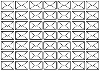 49 blank envelope shapes isolated over white (transparent) background as a money saving challenge printable sheet; vector svg file