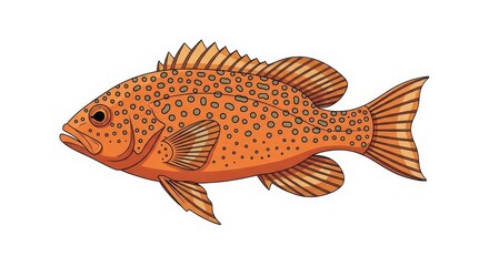 Naklejka premium Orange Spotted Fish Illustration.