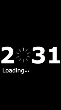 Loading bar 2031 icon animation with dark background.Futuristic glowing loading bar 2031 icon with smooth animated.