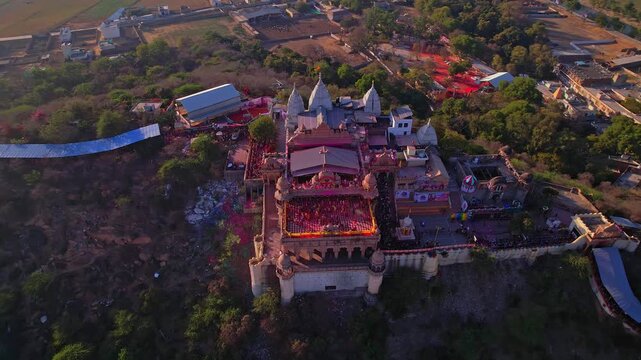 Aerial View of Shri Radha Rani Temple in Barsana, Uttar Pradesh, India