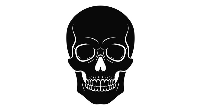 Black Skull Graphic Illustration with Details.