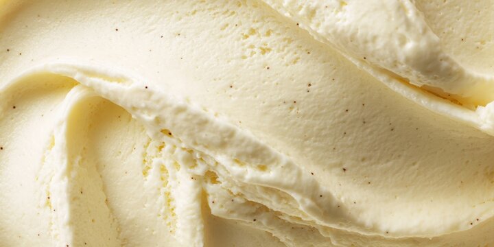 The Vanilla Ice Cream Close-Up Showing Creamy Swirls and Real Vanilla Bean Specks