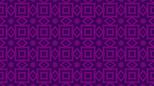 Animated geometric pattern of purple and dark purple star shape shapes seamless loop