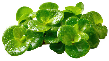 Obraz premium Fresh Green Plant Leaves: A vibrant cluster of fresh, green plant leaves, glistening with water droplets, showcases the natural beauty of the environment. 
