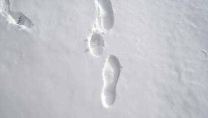 雪のつもった地面についた足跡