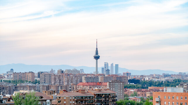 Skyline view of Madrid featuring Torrespana tower