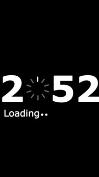 Loading bar 2052 icon animation with dark background.Futuristic glowing loading bar 2052 icon with smooth animated.
