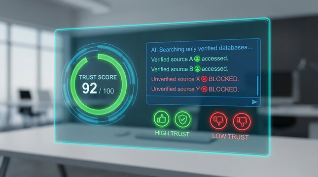 Digital AI Trust Score Interface for Information Verification and Data Security
