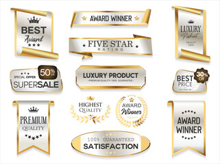 Plakat Best award, premium quality, luxury and gold award emblem black and gold isolated stock illustration 