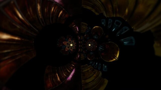 Dark luminous torus eye radiating kundalini vibration, sacred spiral symmetry expanding into a psychedelic dimension of meditation, transcendence and cosmic consciousness
