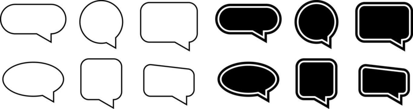Collection of modern speech bubbles for digital communication and design
