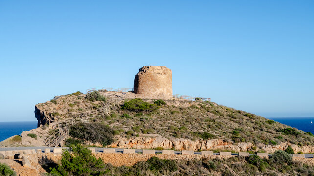 Punta del Cavall tower high in Serra Gelada, Benidorm view