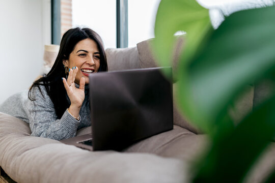Woman enjoying a video call at home