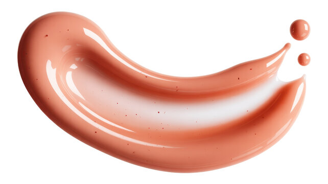 Orange cosmetic paint smear on white background makeup isolated on a transparent background