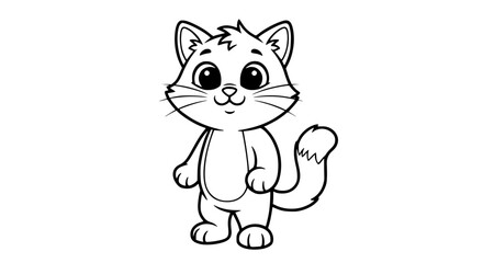 Obraz premium Full-Length Cute Brown Cat Character Vector – Cartoon Pet Illustration for Kids Design