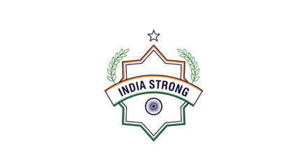 Fototapeta premium India Strong Emblem with Star and Wreath Symbol