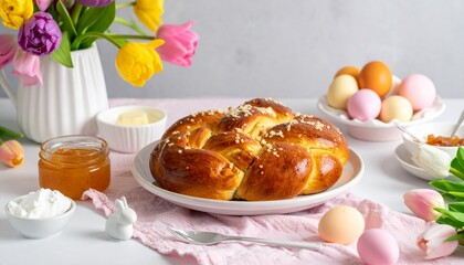 Osterbrunch mit Hefezopf und Marmelade