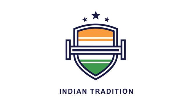 Indian Tradition Emblem with Patriotic Colors and Stars